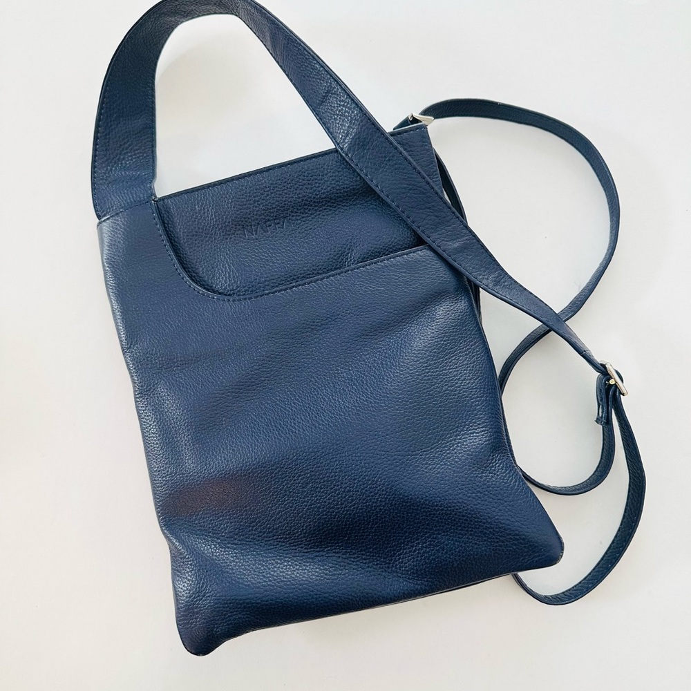NAPPA Crossbody Leather Navy Multiple Pockets Zips Adjust Strap Exc.